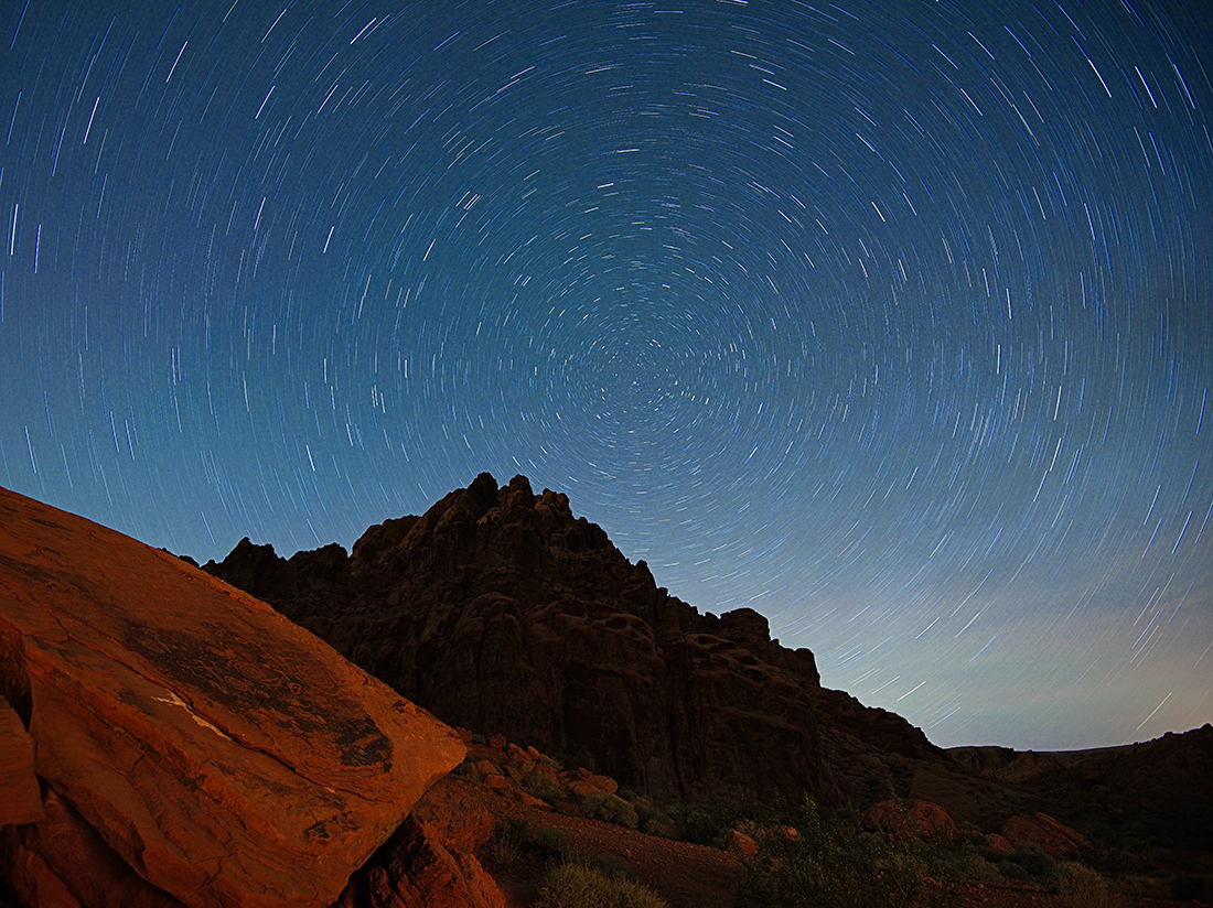 DSC_2364 Copy Crop PS 1100px.jpg : Startrail Over Petroglyph